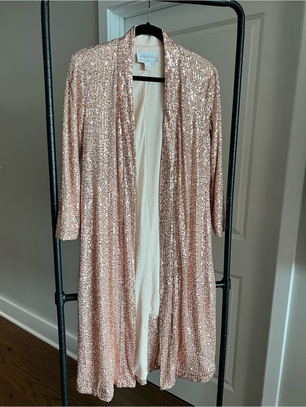 Mare Mare x Anthropologie Pink Sequin Statement Duster Long Cardigan size Small
